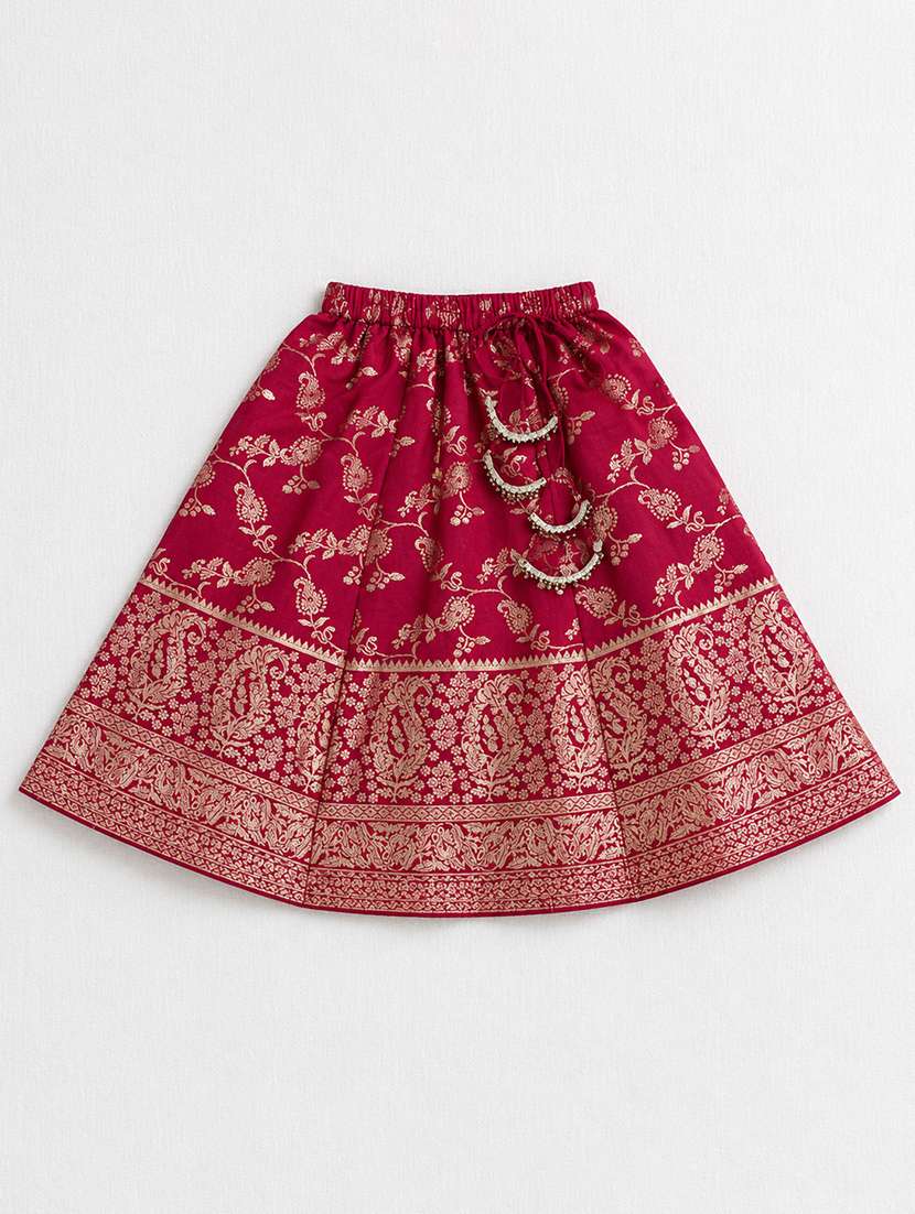 girls self design short sleeve lehenga choli set - 22518176 -  Standard Image - 3