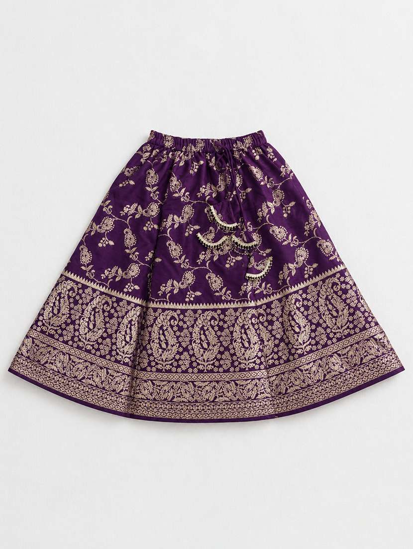 girls self design short sleeve lehenga choli set - 22518177 -  Standard Image - 3