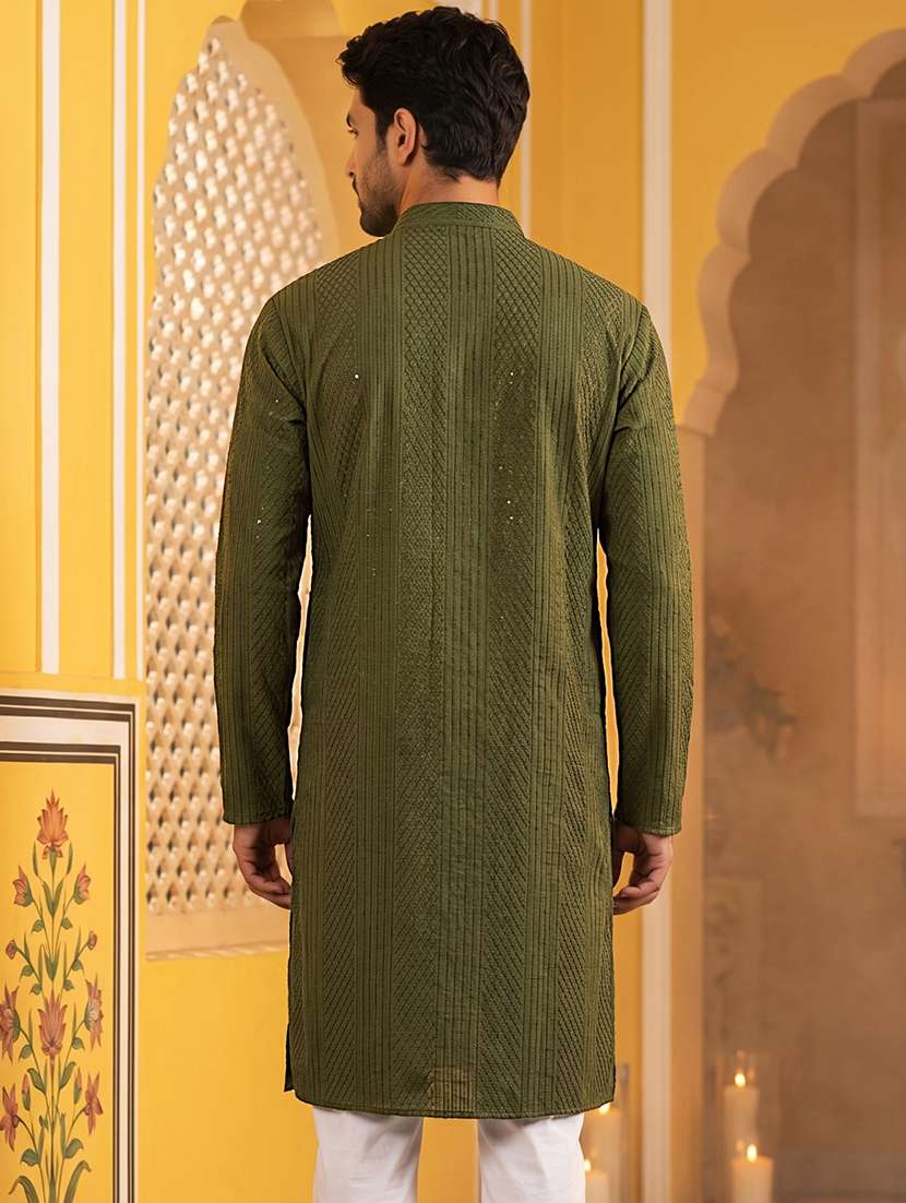 Men Embroidered Mandarin Neck Long Kurta - 22518246 -  Standard Image - 5