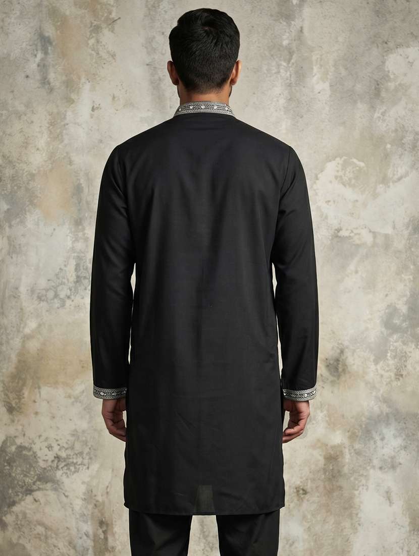 Men Embroidered Mandarin Neck Long Kurta - 22518252 -  Standard Image - 5