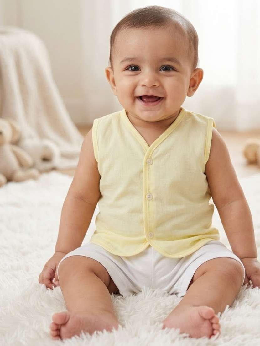 kids pack of 4 solid sleeveless jhabla