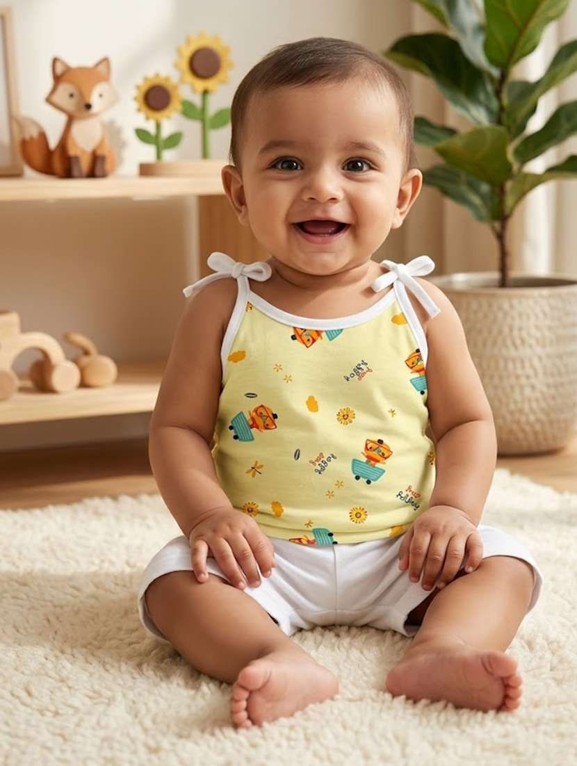 kids pack of 4 printed sleeveless jhabla