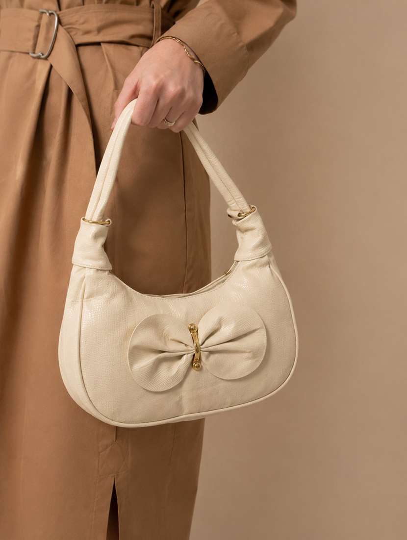 beige textured sling bag