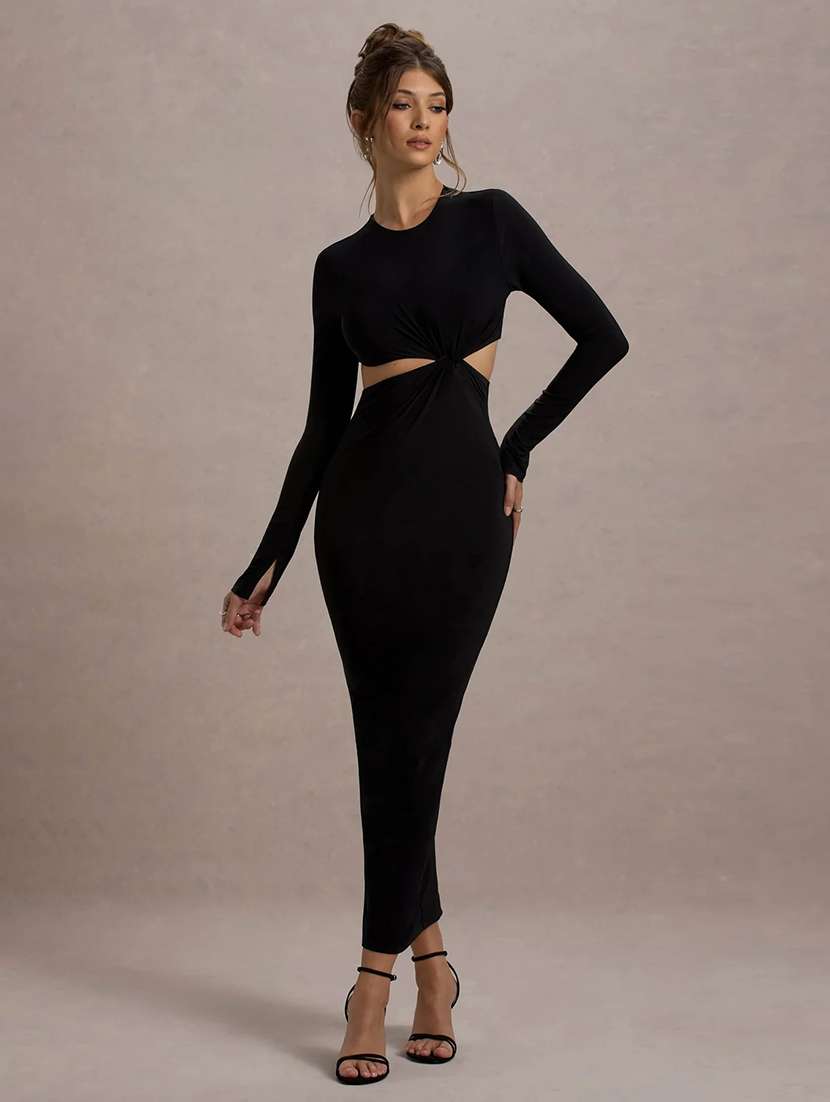 Black Polyester Bodycon Dress - 22518340 -  Standard Image - 3