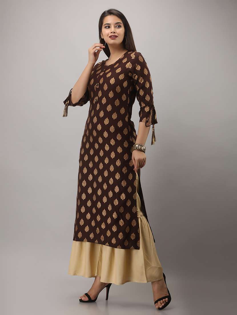 Women Printed Three Quarter Sleeve Kurta Sharara Set - 22518365 -  Standard Image - 3