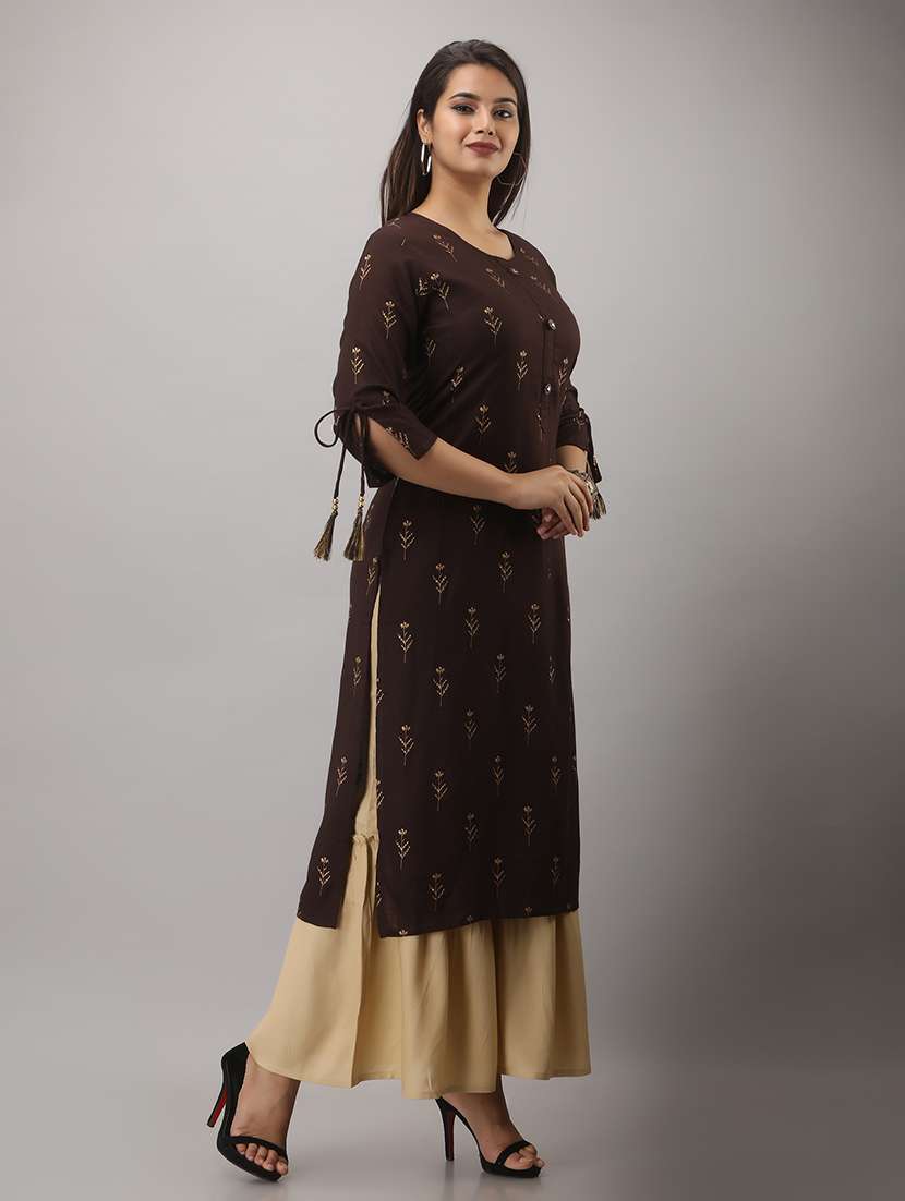women printed three quarter sleeve kurta sharara set - 22518366 -  Standard Image - 3