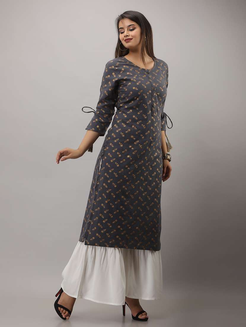 women printed three quarter sleeve kurta sharara set - 22518373 -  Standard Image - 3