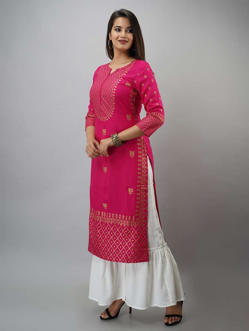 women printed three quarter sleeve kurta sharara set - 22518375 -  Standard Image - 3