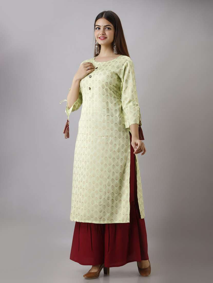 women printed three quarter sleeve kurta sharara set - 22518379 -  Standard Image - 3