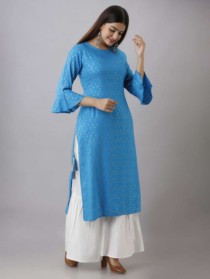 women printed three quarter sleeve kurta sharara set - 22518380 -  Standard Image - 3