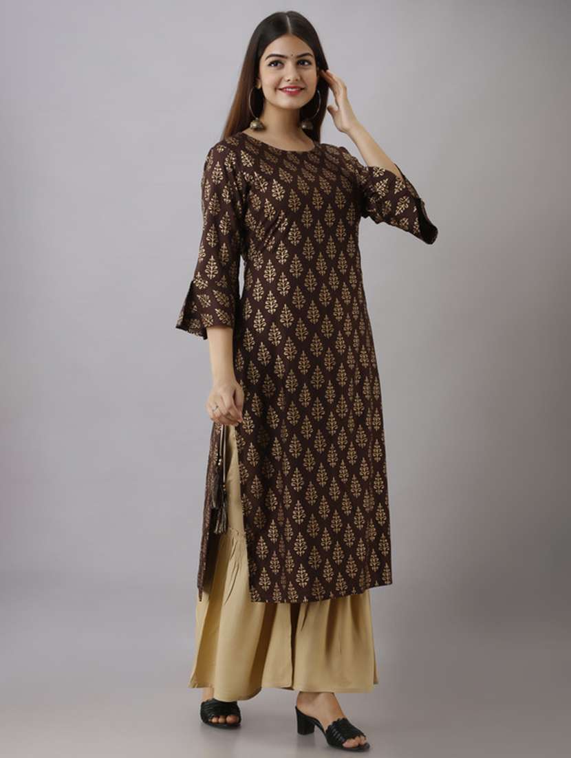 women printed three quarter sleeve kurta sharara set - 22518382 -  Standard Image - 3