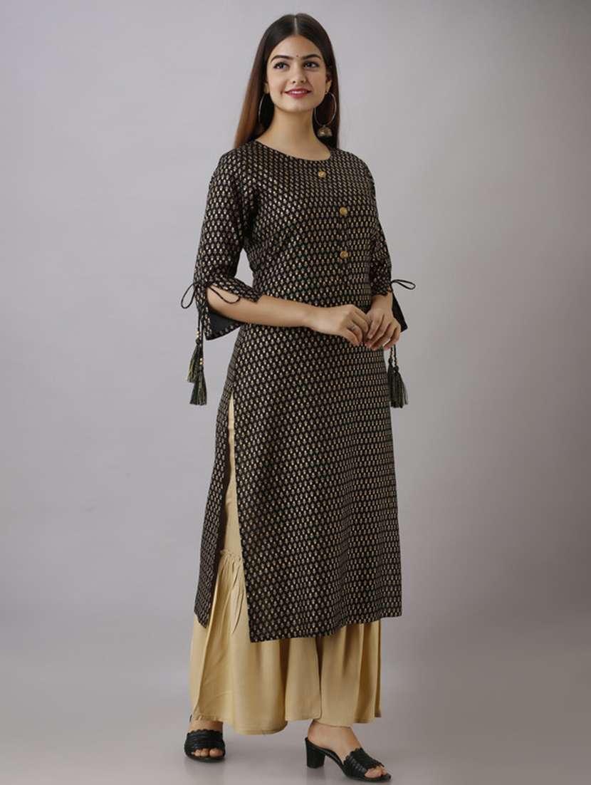 women printed three quarter sleeve kurta sharara set - 22518383 -  Standard Image - 3
