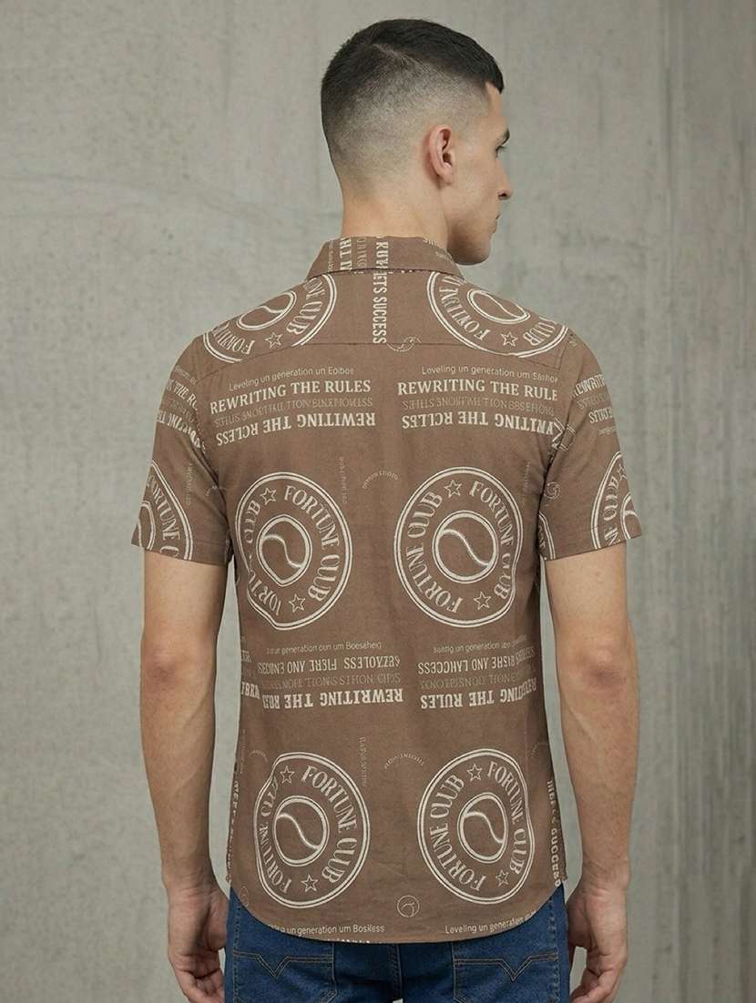 men printed short sleeve regular fit casual shirt - 22518413 -  Standard Image - 3
