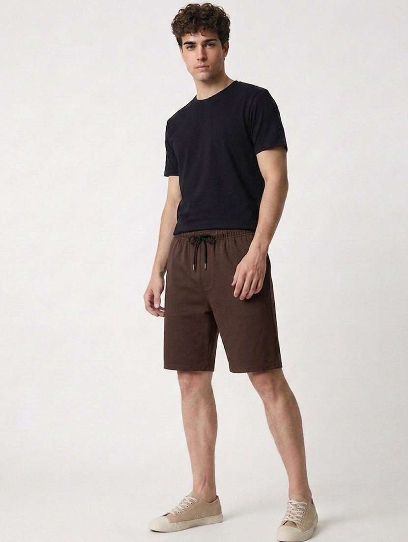 men solid mid rise regular fit shorts - 22518418 -  Standard Image - 3