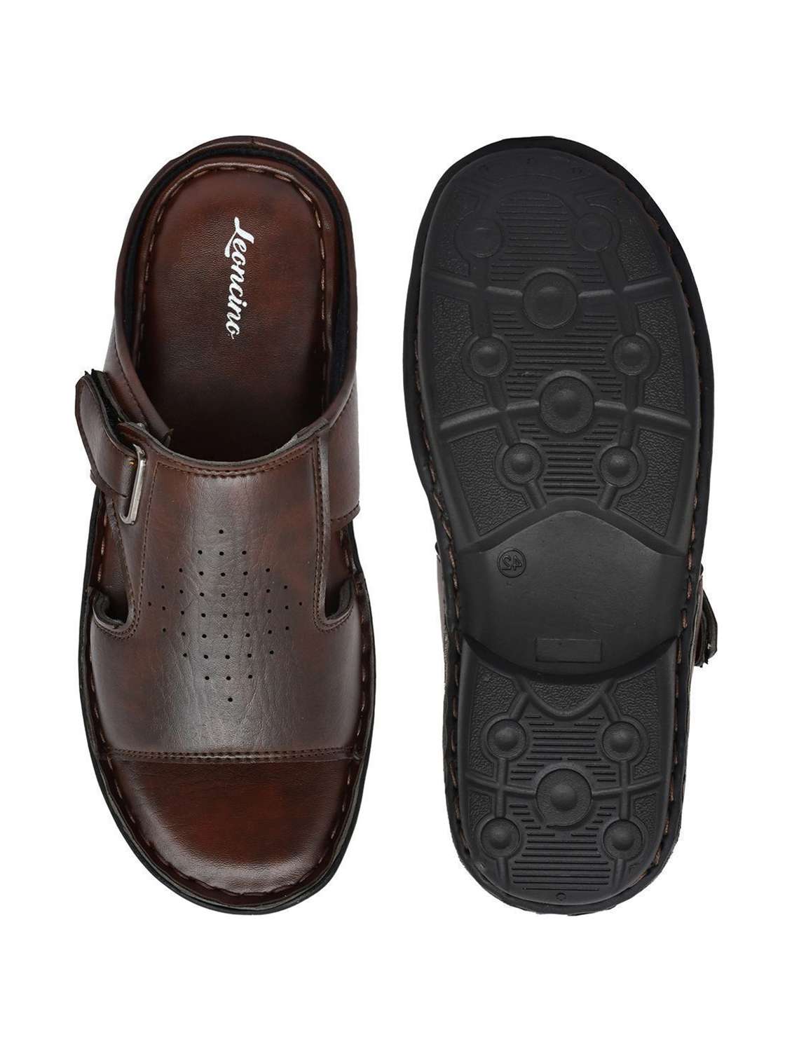 men brown slip on sandal - 22518467 -  Standard Image - 3