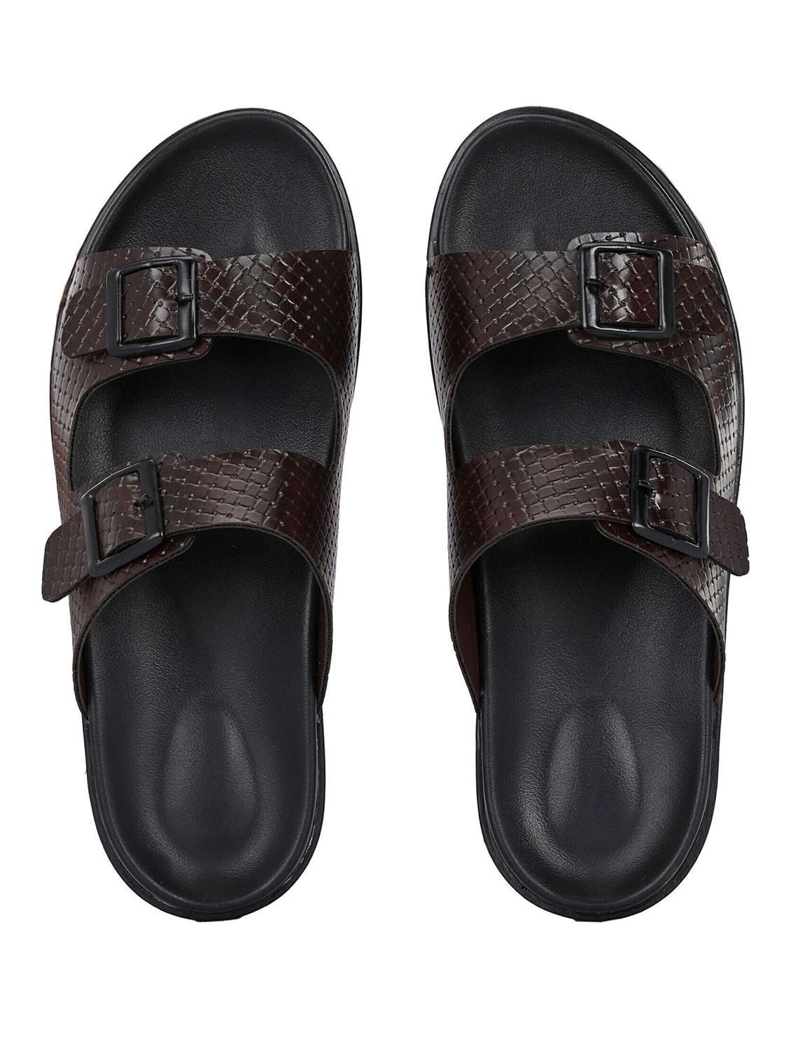 men brown textured strap sandal - 22518476 -  Standard Image - 3