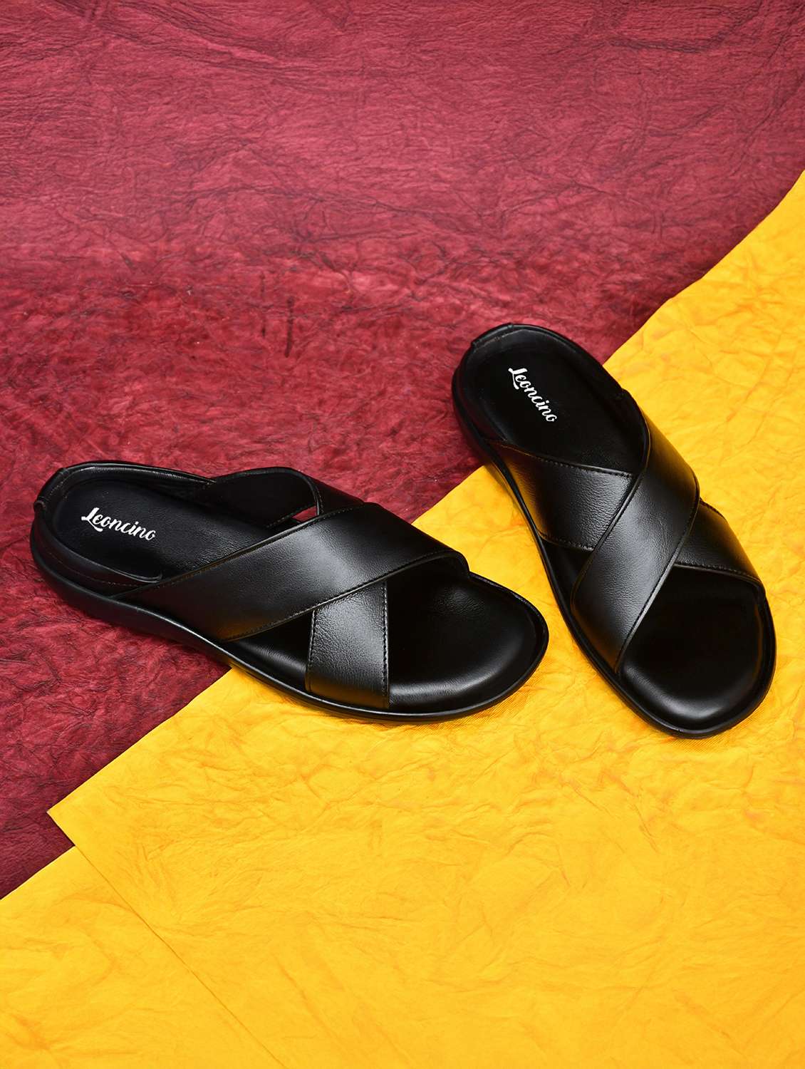 men black slip on sandal