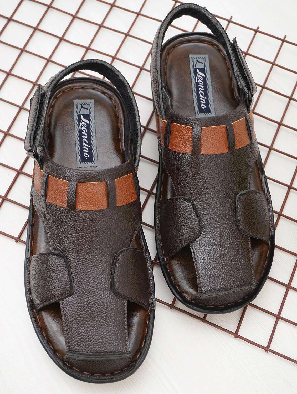 men brown back strap sandal