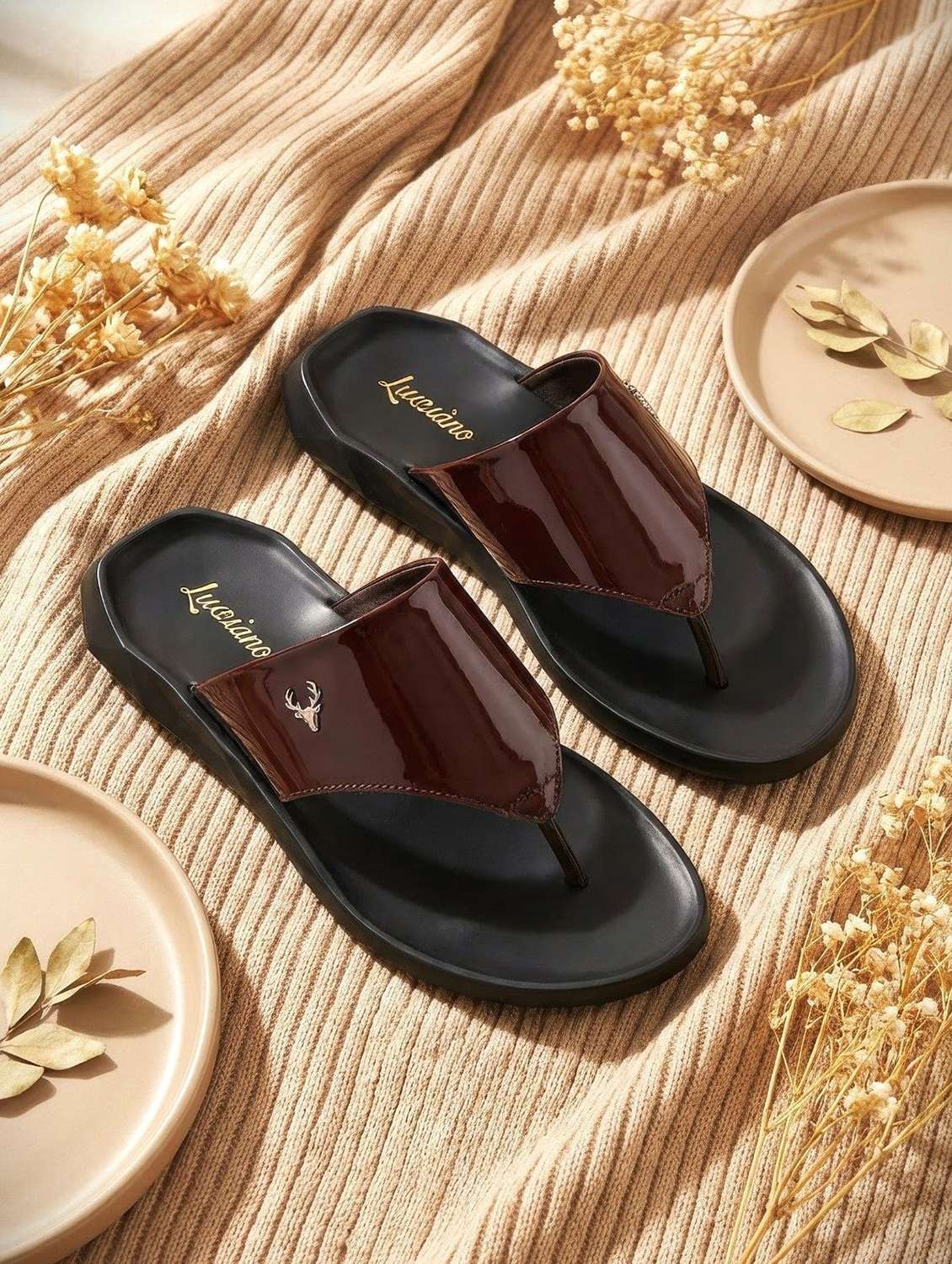 men brown toe seperator sandal