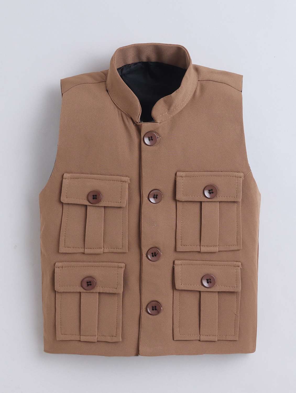 boys solid long sleeve shirt trouser with waistcoat - 22518539 -  Standard Image - 3