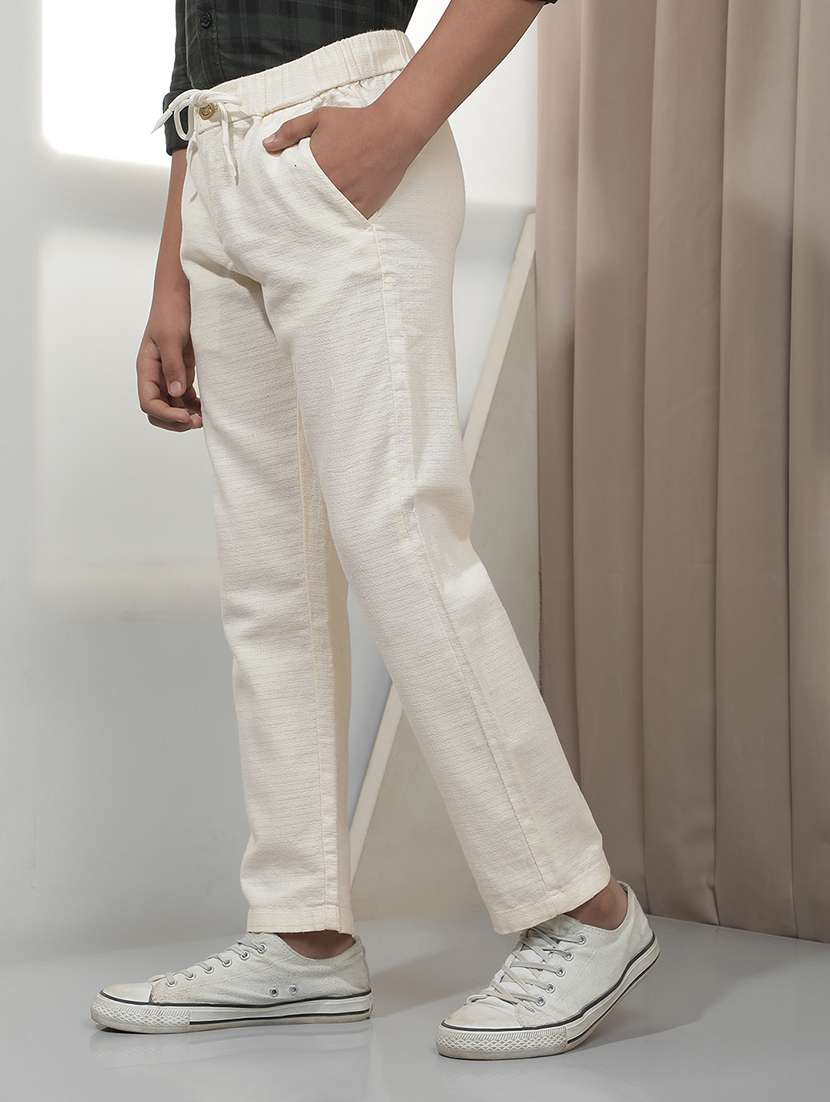 Boys Solid Mid Rise Casual Trouser - 22518618 -  Standard Image - 3