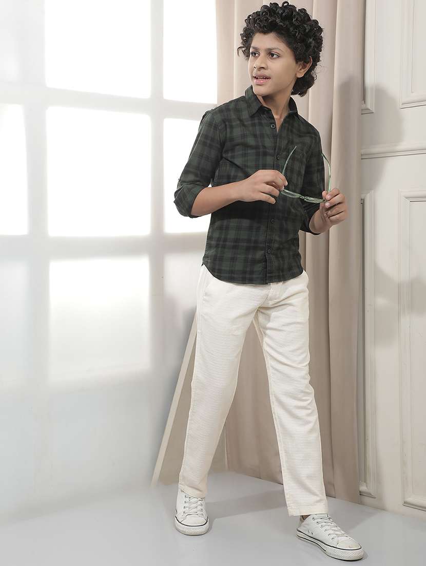Boys Solid Mid Rise Casual Trouser - 22518618 -  Standard Image - 5