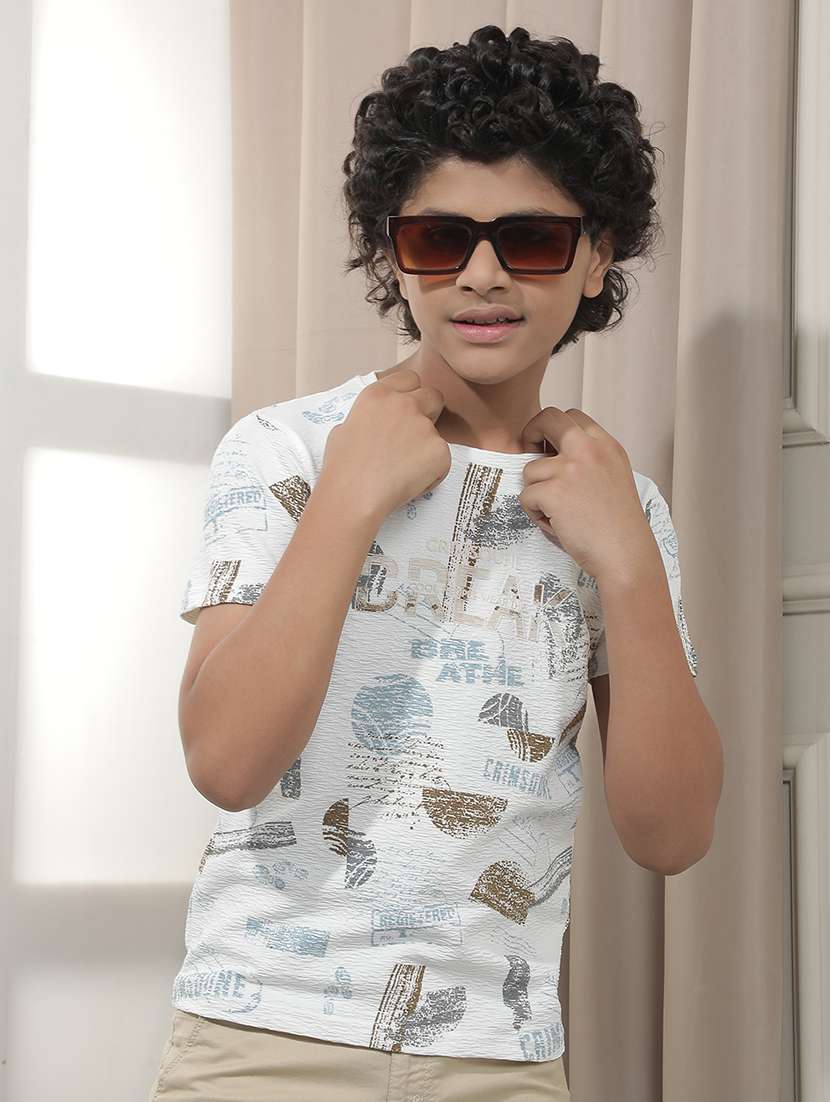 boys printed round neck t-shirt