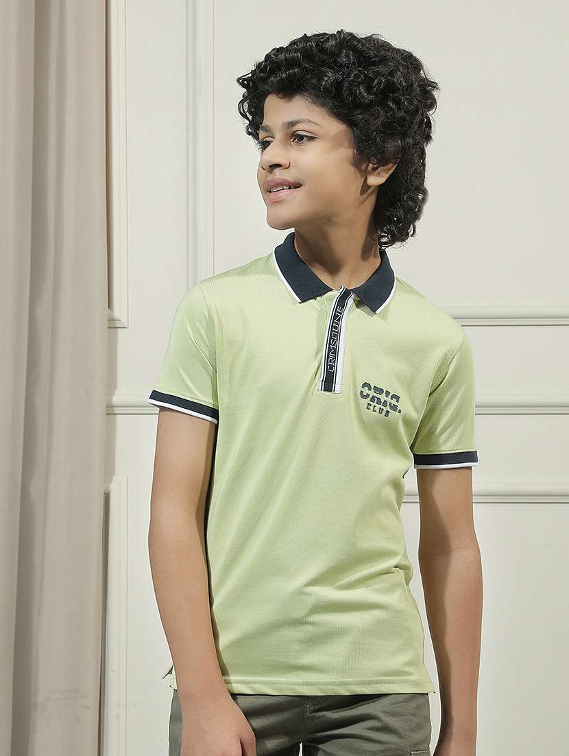 boys solid polo neck t-shirt