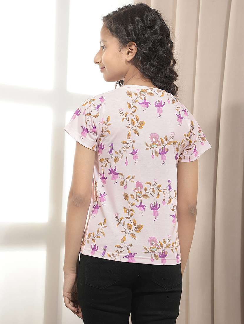 Girls Printed Round Neck Tee - 22518702 -  Standard Image - 3