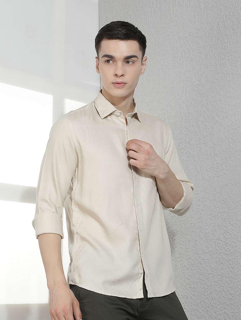 Men Solid Long Sleeve Slim Fit Casual Shirt - 22518770 -  Standard Image - 3