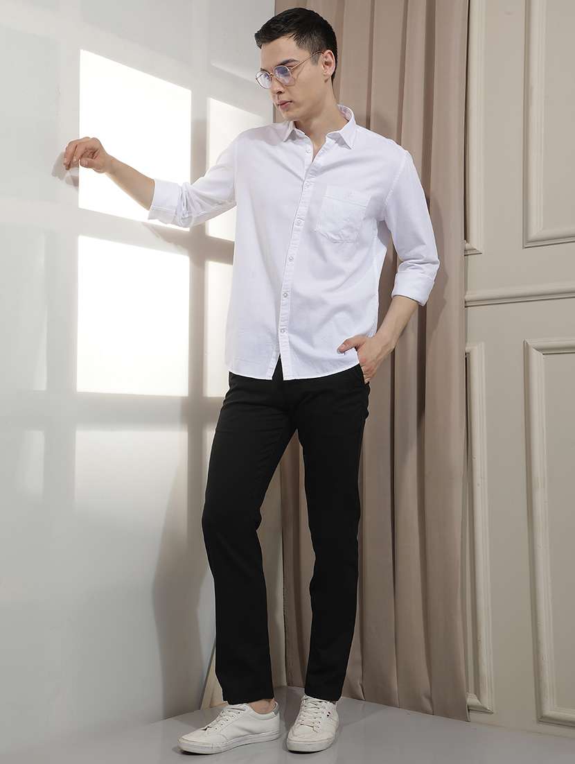 Men Solid Mid Rise Flat Front Chinos - 22518790 -  Standard Image - 5