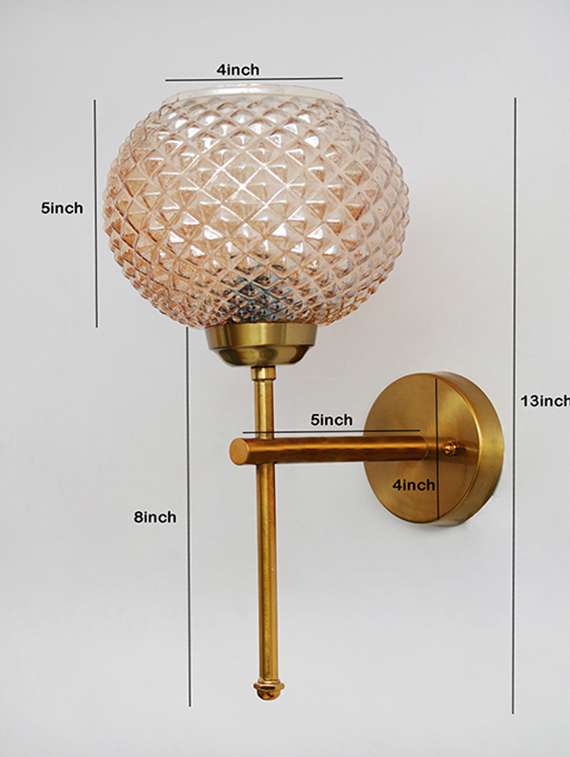 Elegant Brass Wall Sconce With Amber Crystal Globe Glass - 22518950 -  Standard Image - 5