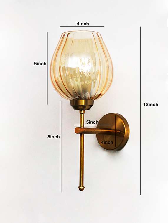 elegant brass wall sconce amber glass lamp fixture - 22518955 -  Standard Image - 5