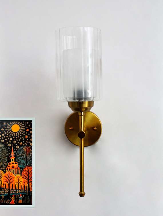 Modern Brass Wall Sconce Glass Shade Light Fixture - 22518979 -  Standard Image - 3