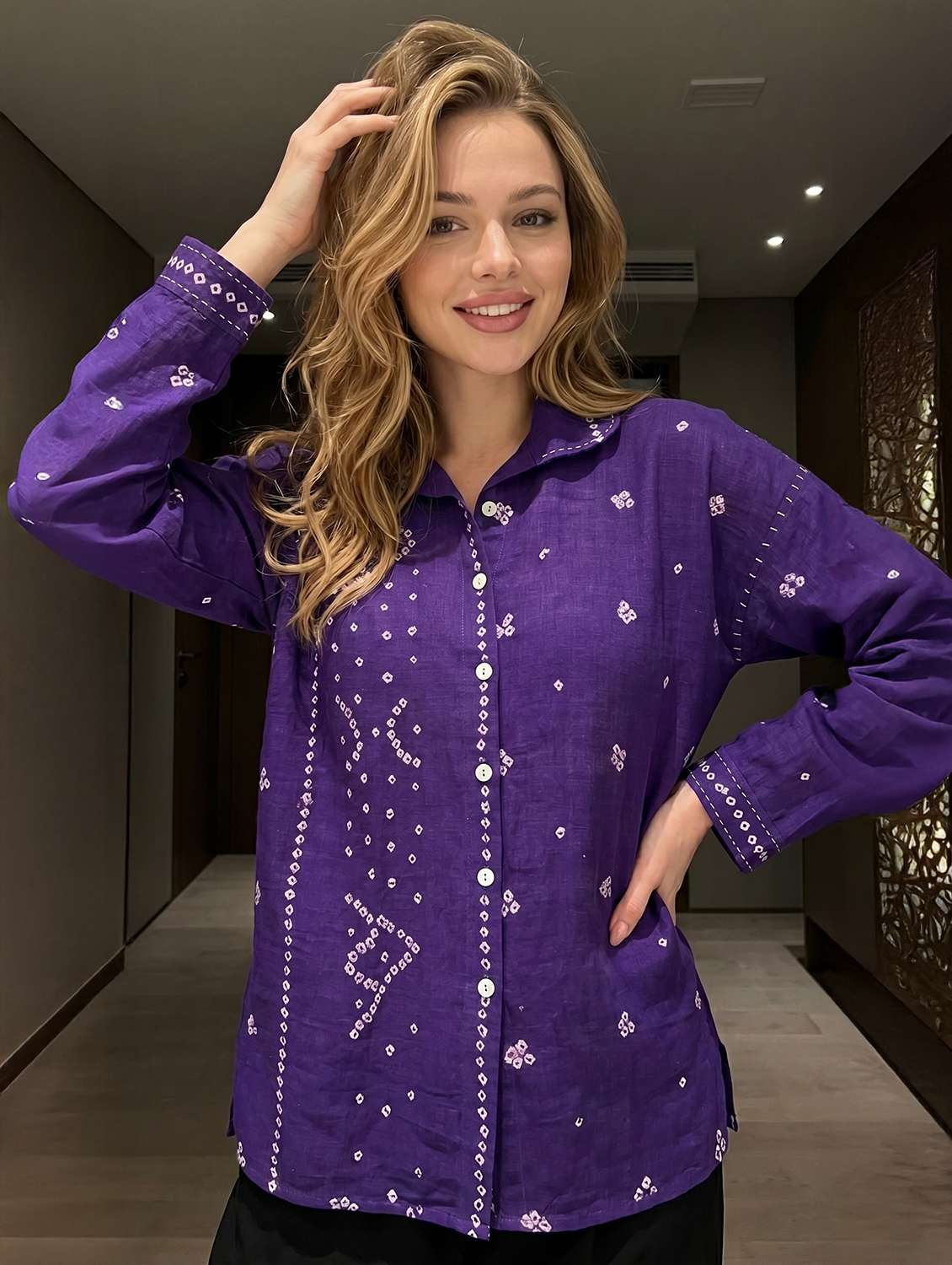 purple rayon oversized shirt
