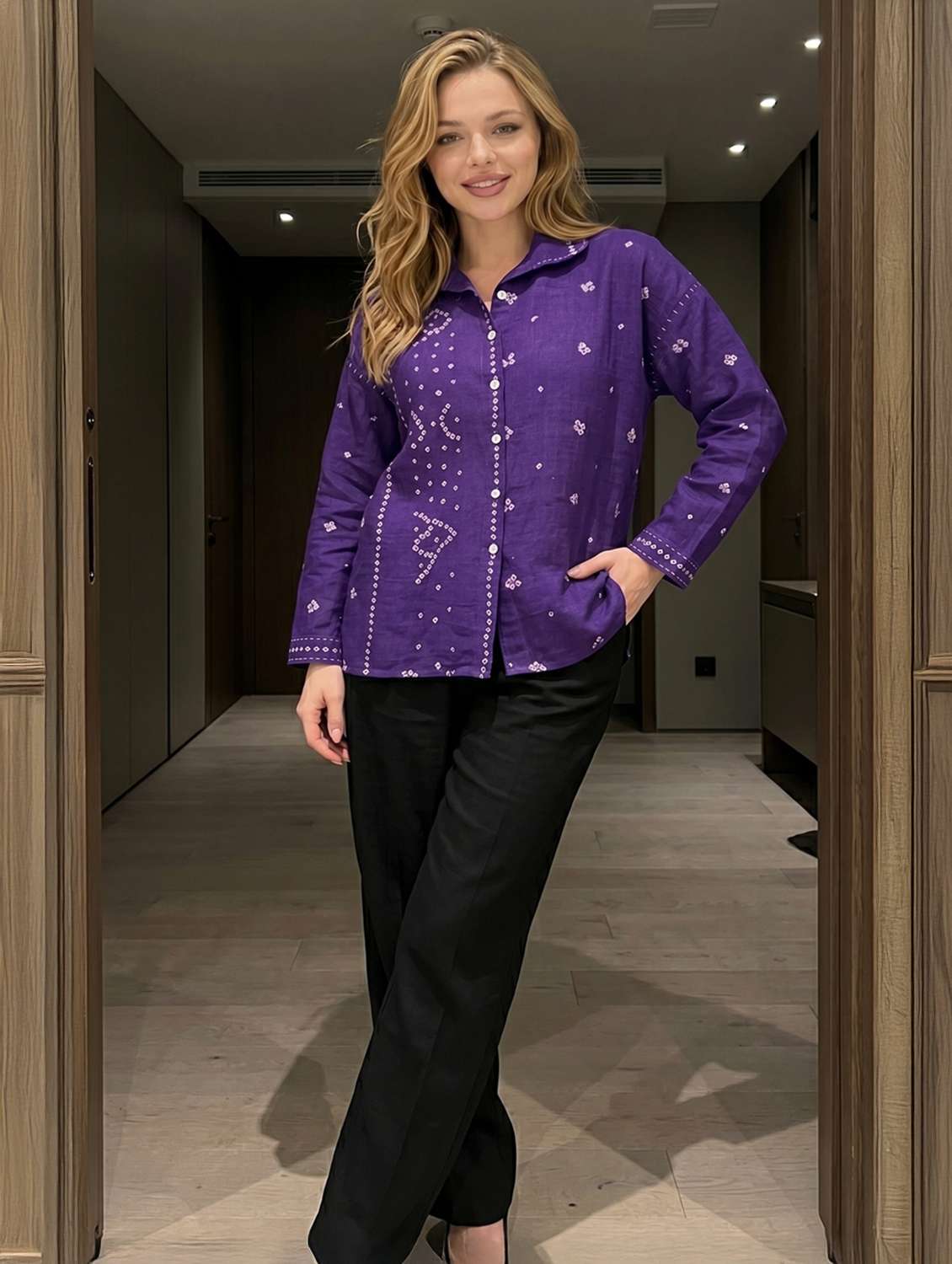 purple rayon oversized shirt - 22518981 -  Standard Image - 3