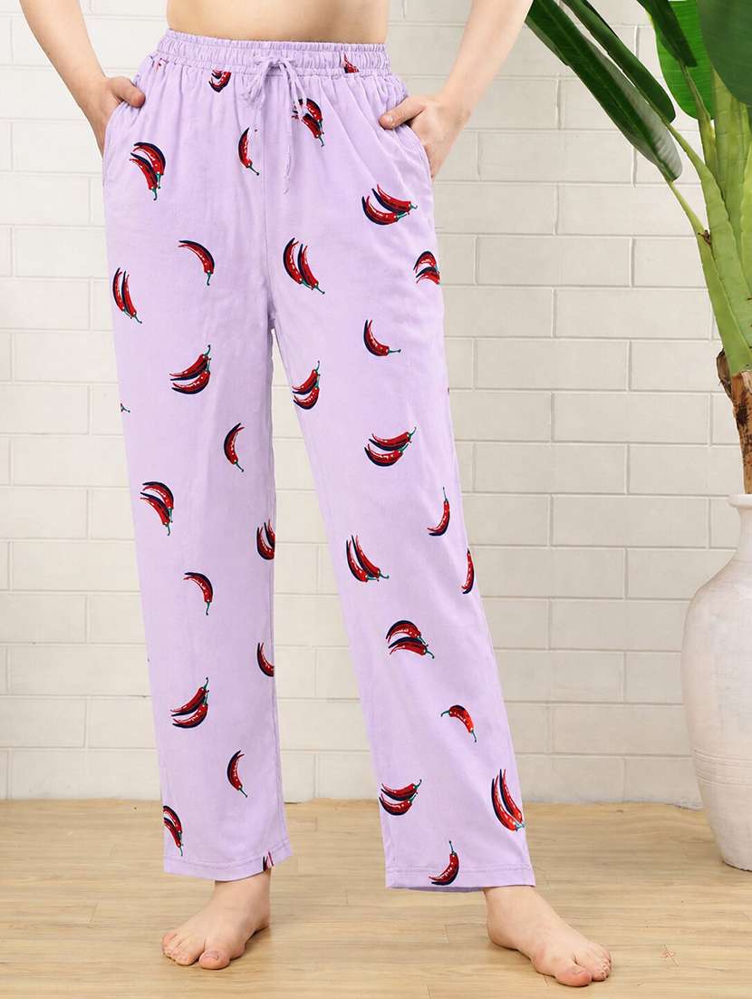 women printed mid rise pajama