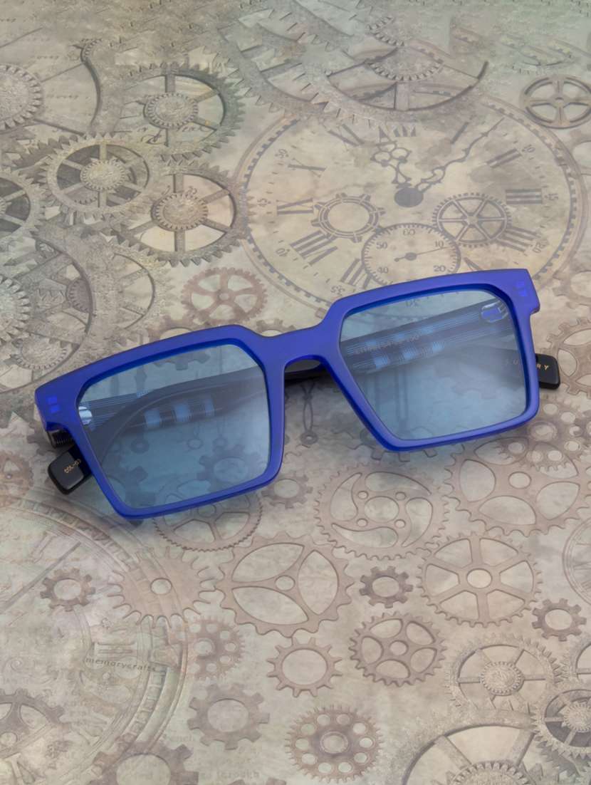 ted smith unisex blue aesthetic square premium acetate sunglasses with polarised lens