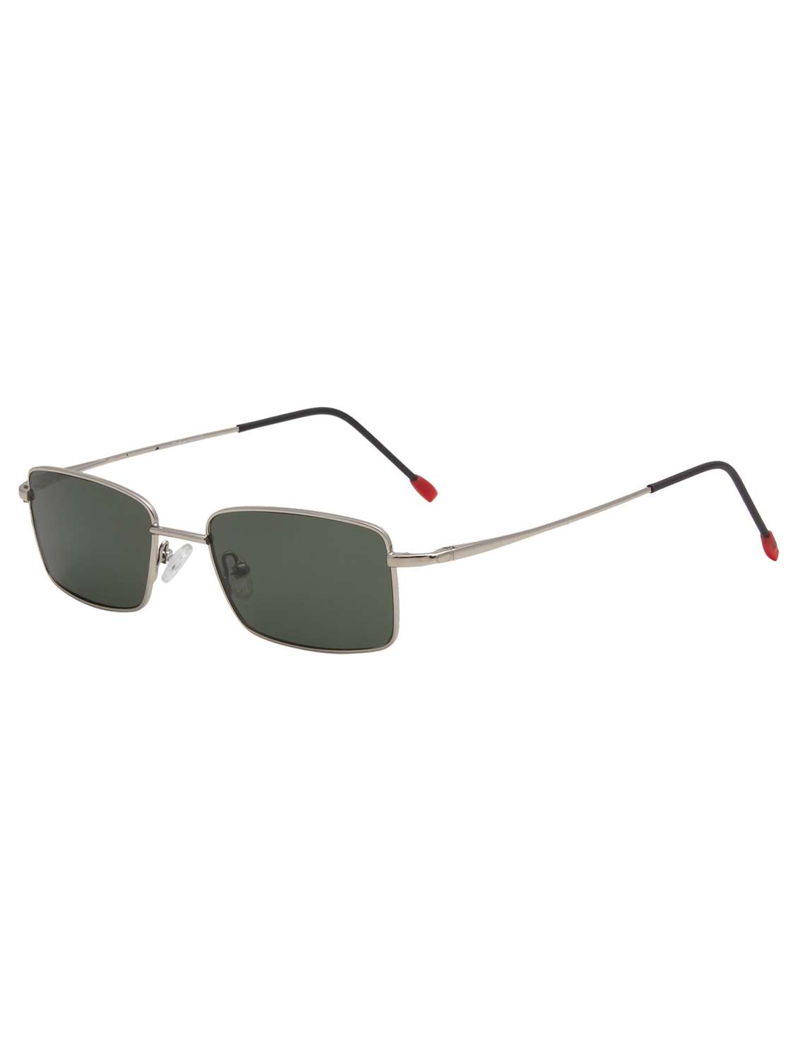 ted smith unisex silver-green aesthetic minimalist rectangle sunglasses with polarised lens - 22519081 -  Standard Image - 3