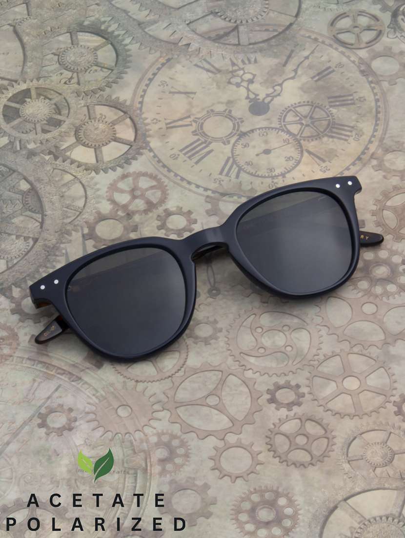 ted smith unisex aesthetic black-green wayfarer luxury acetate sunglasses with polarised lens