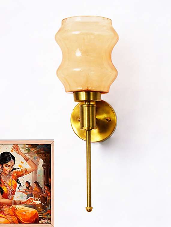 Damru Glass Designer Wall Lamp Amber Glass - 22519100 -  Standard Image - 3