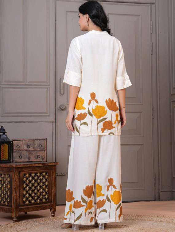 women floral three quarter sleeve ethnic co-ord set - 22519107 -  Standard Image - 3