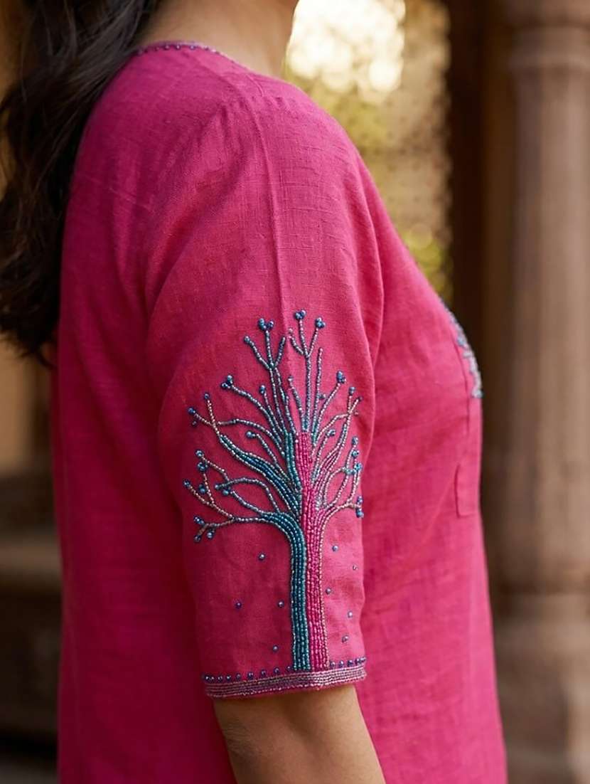 women embroidered short sleeve kurta palazzo set - 22519111 -  Standard Image - 3