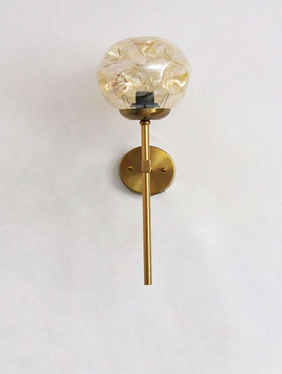 Brass Funner Wall Sconce With Amber Glass Globe Modern Light - 22520649 -  Standard Image - 3