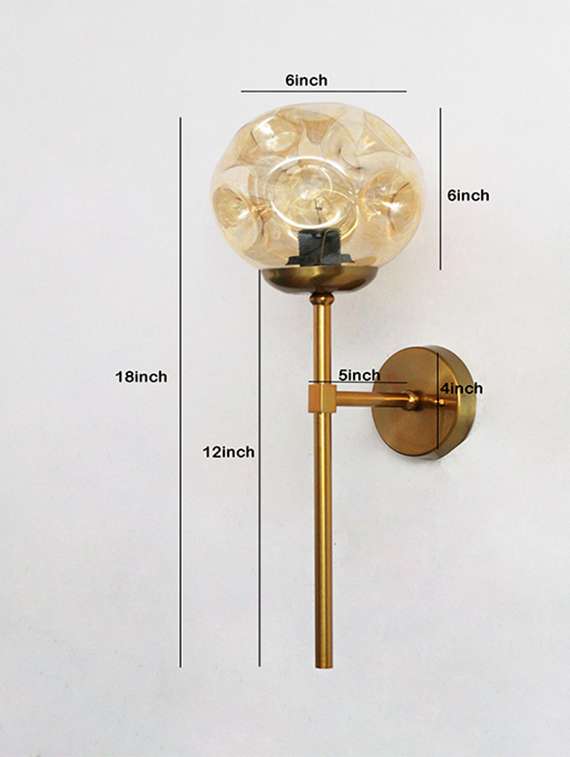 Brass Funner Wall Sconce With Amber Glass Globe Modern Light - 22520649 -  Standard Image - 5