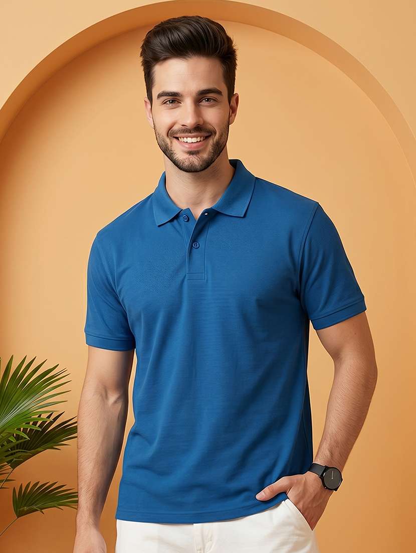men solid short sleeve regular fit polo t-shirt