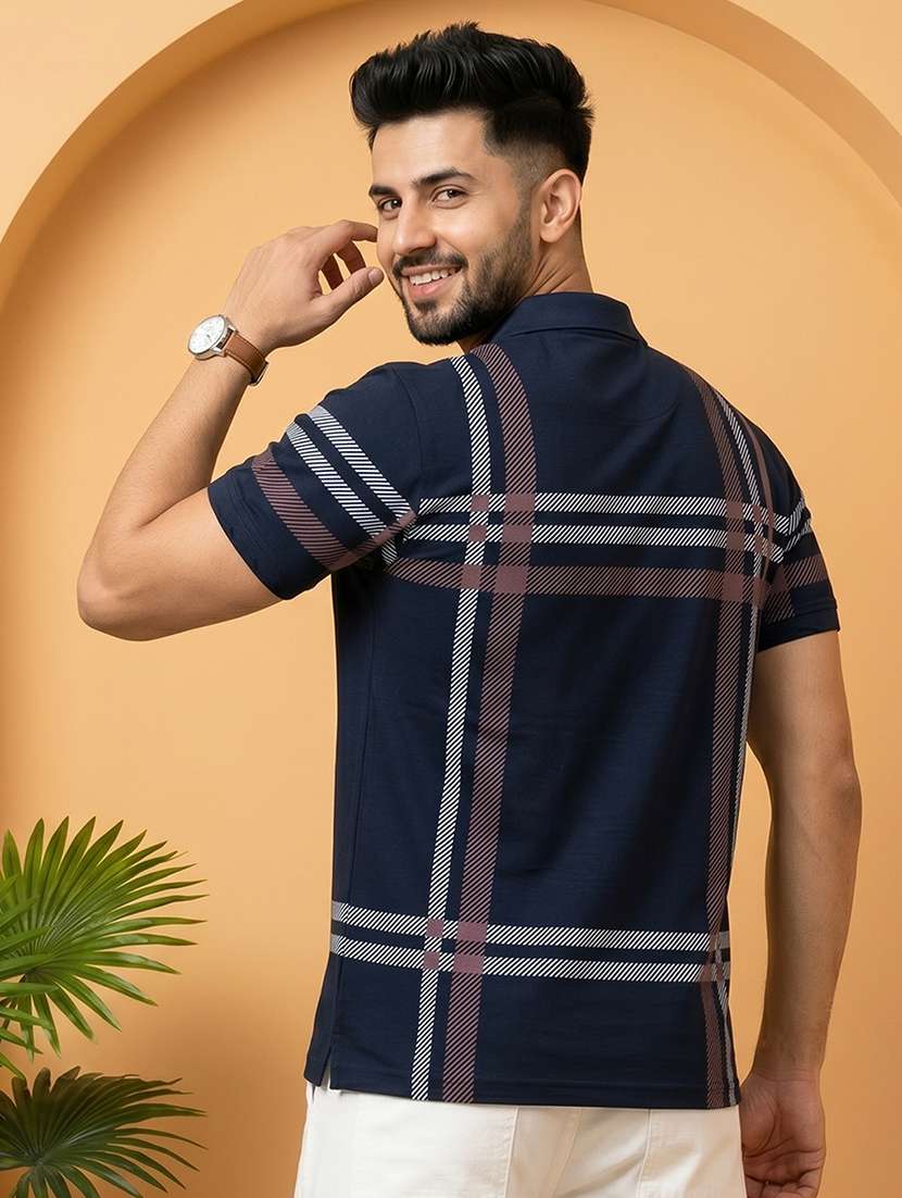men checkered short sleeve regular fit polo t-shirt - 22520665 -  Standard Image - 3