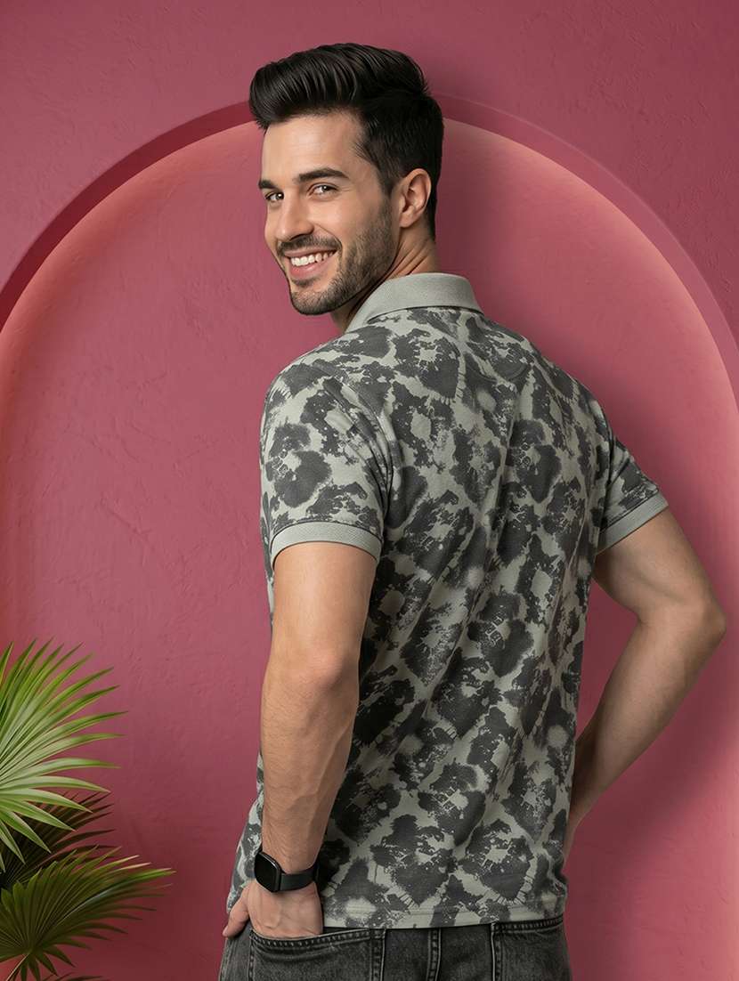 men printed short sleeve regular fit polo t-shirt - 22520666 -  Standard Image - 3
