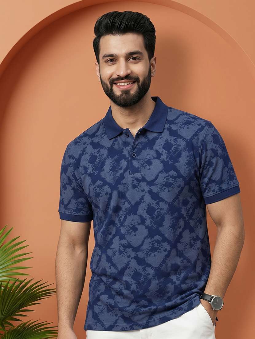 men printed short sleeve regular fit polo t-shirt