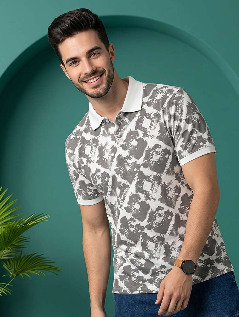 men printed short sleeve regular fit polo t-shirt